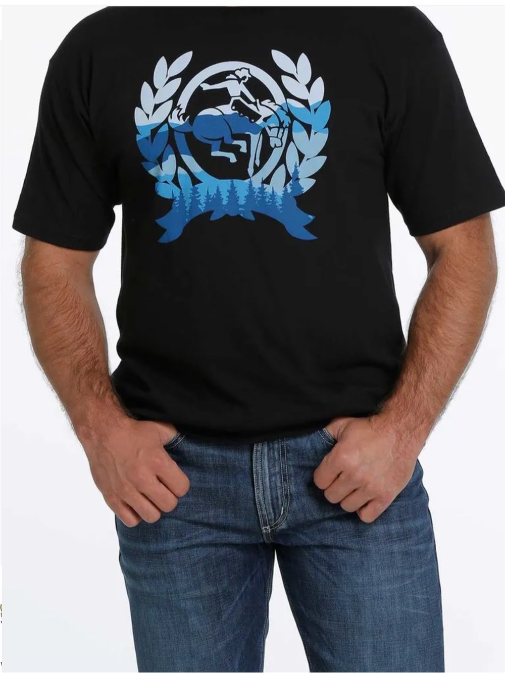 BLUE BRONC BLACK CINCH T-SHIRT